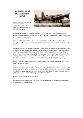 A preview of a PDF biography for Masters, Herbert Alfred
